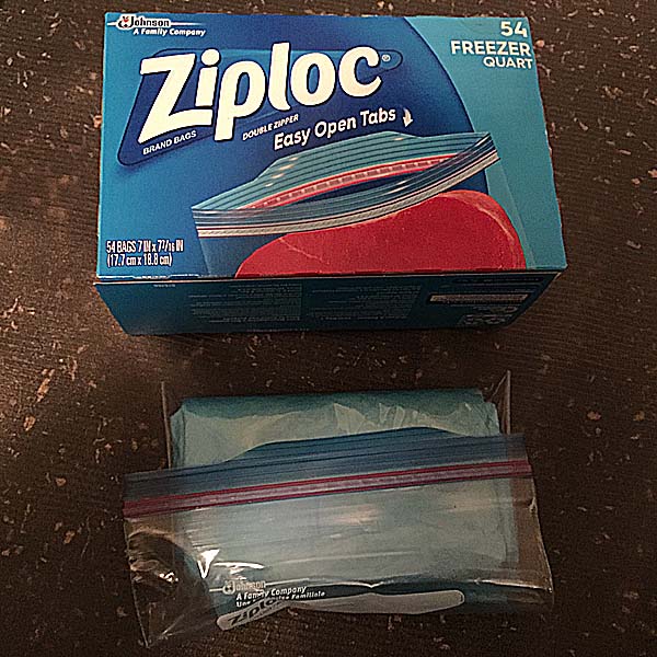Used pad sealed in Ziploc bag for disposal.